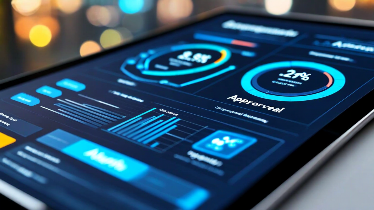 Manager reviewing and approving documents on tablet