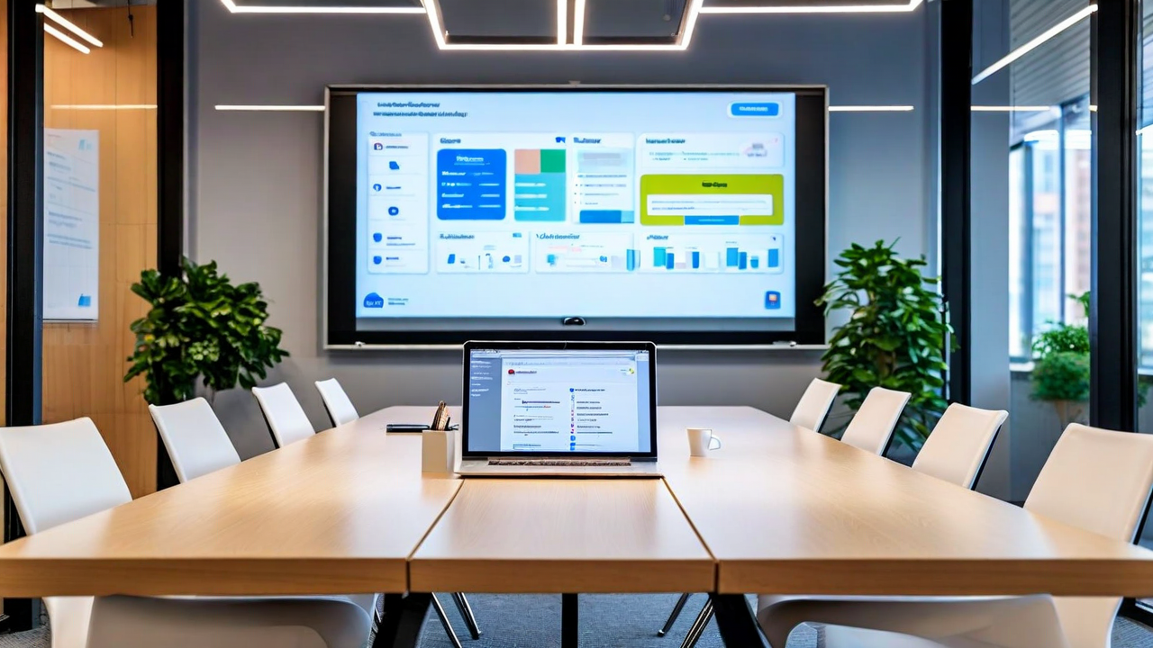 Small startup team around a conference table